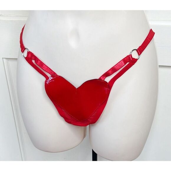 Dolls Kill Widow Zealous Vixen Heart Lingerie Set Red Patent NWT Medium - Picture 3 of 5